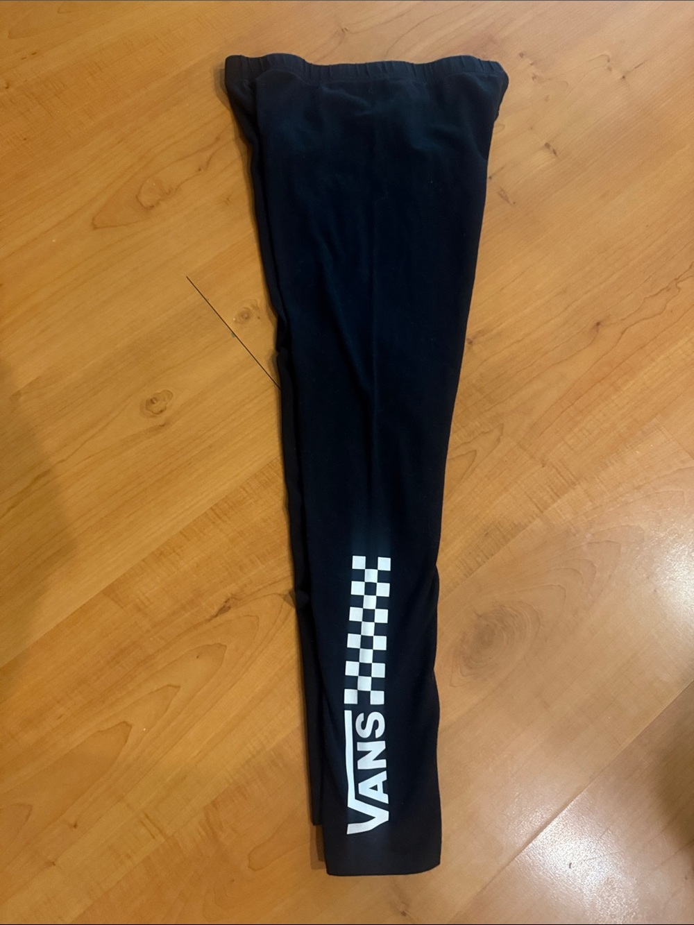 Vans Black Leggings with White Checkerboard Logo